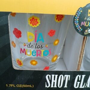 Dia de los Muertos Shot Glasses Sugar Skull Halloween Colorful Day Of The Dead